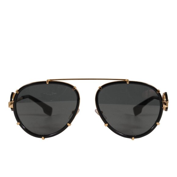 Versace Mens Aviator Sunglasses Model 2232 Black Gold - Picture 1 of 13